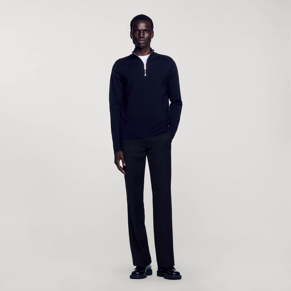 Sandro Men Wool sweater with zipped collar