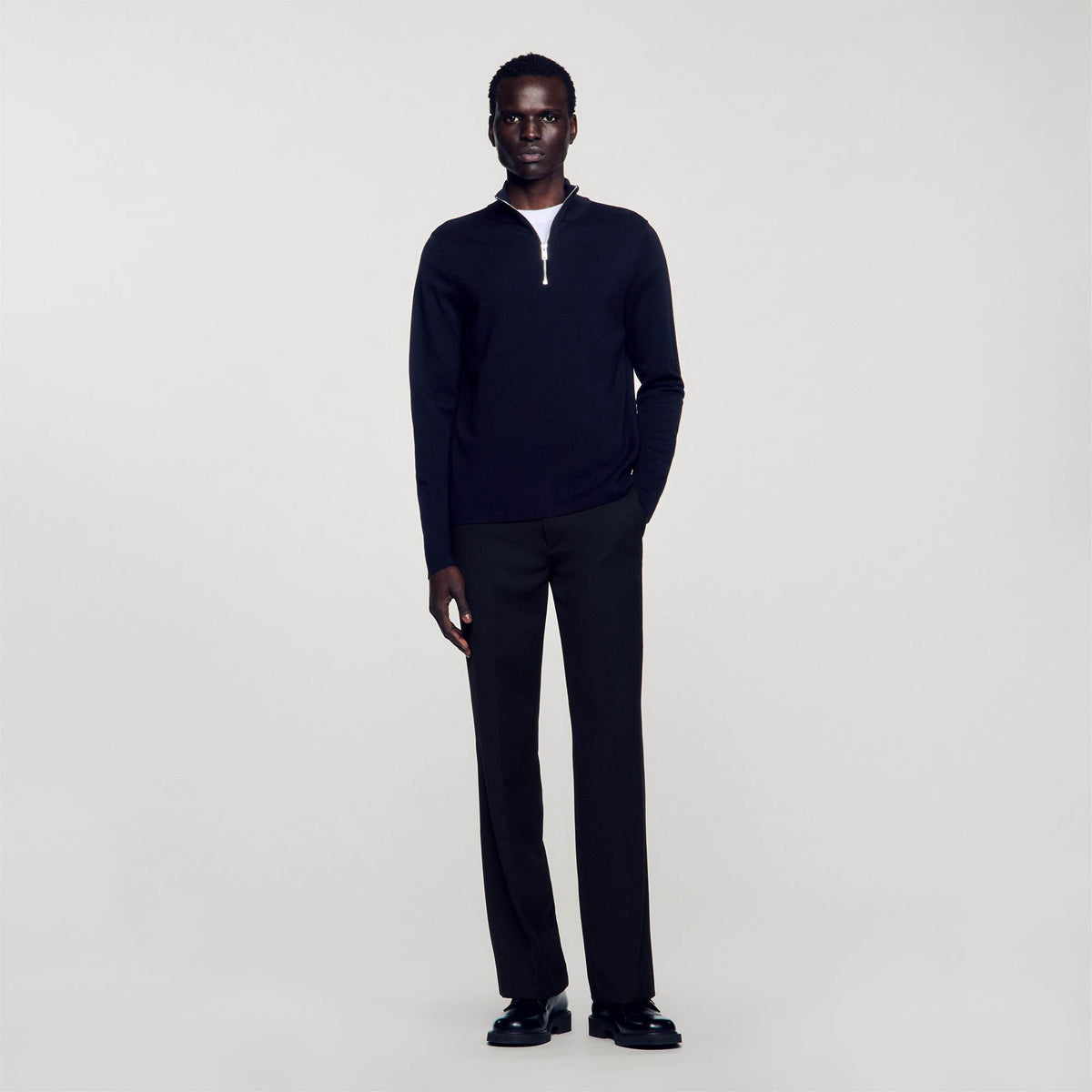 Sandro Men Wool sweater with zipped collar