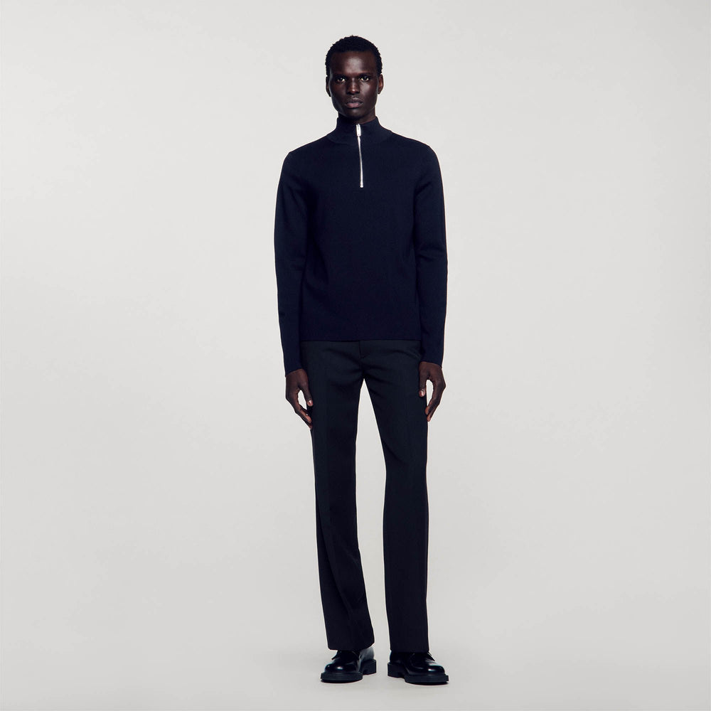 Sandro Men Wool sweater with zipped collar