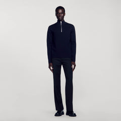 Sandro Men Wool sweater with zipped collar
