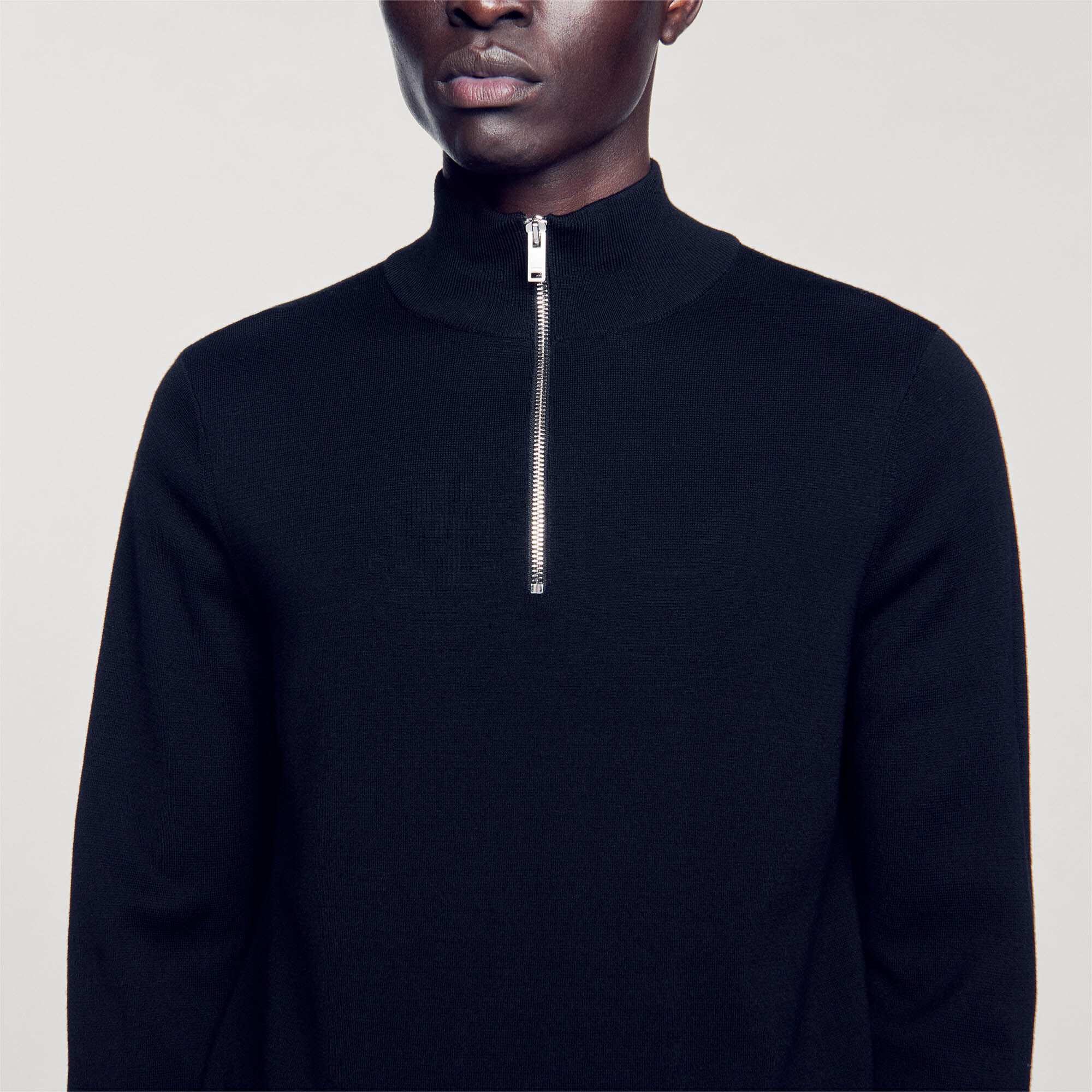 Sandro Men Wool sweater with zipped collar