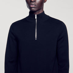 Sandro Men Wool sweater with zipped collar
