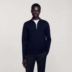 Sandro Men Wool sweater with zipped collar