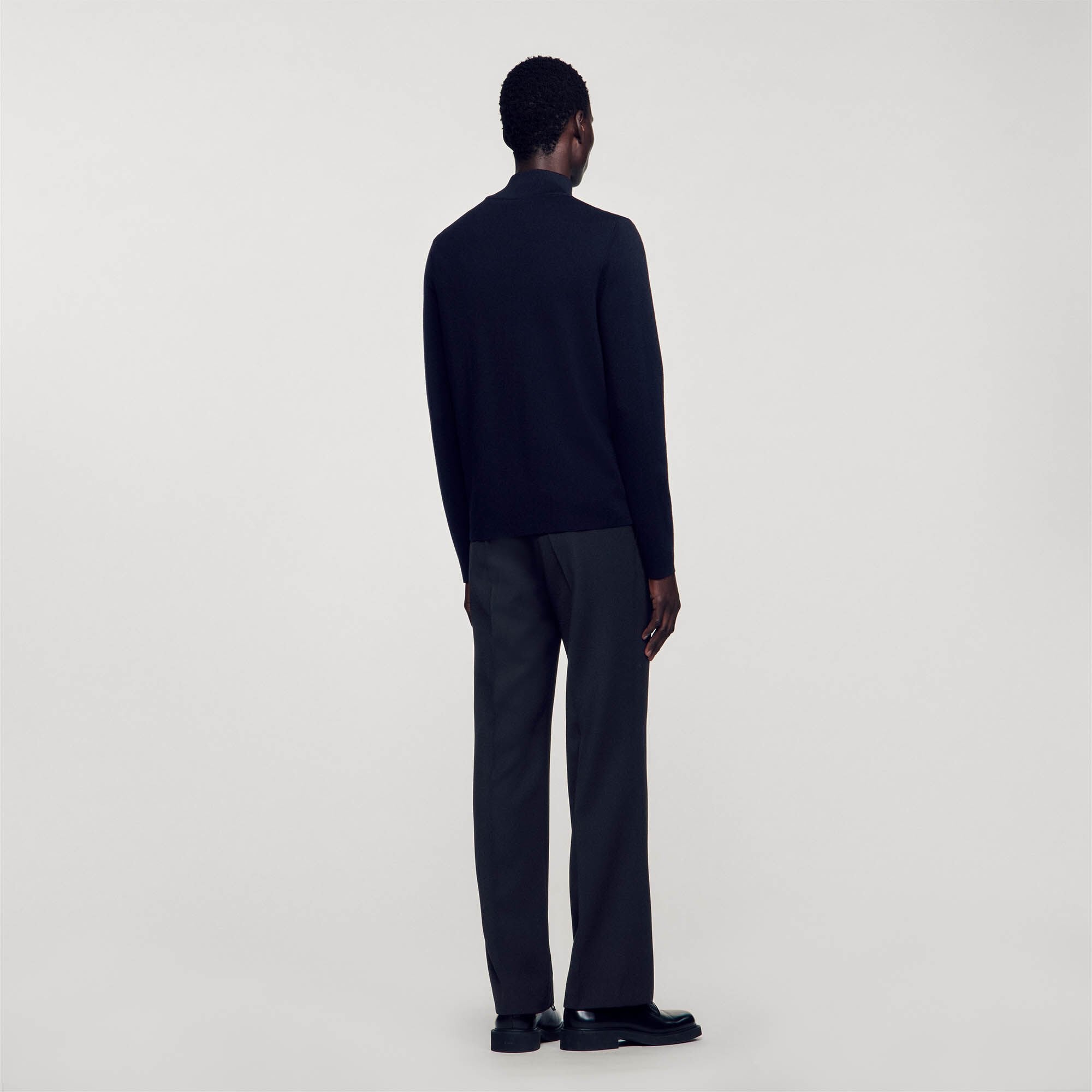 Sandro Men Wool sweater with zipped collar