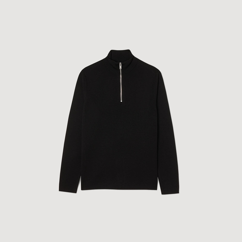 Sandro Men Wool sweater with zipped collar