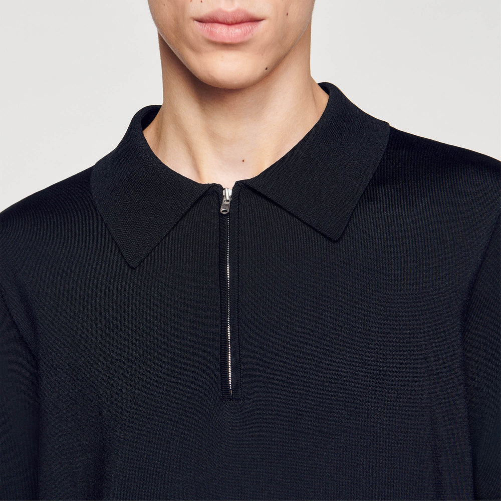 Sandro Men Knitted polo shirt with zip collar