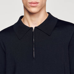 Sandro Men Knitted polo shirt with zip collar