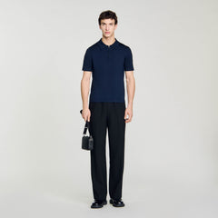 Sandro Men Knitted polo shirt with zip collar