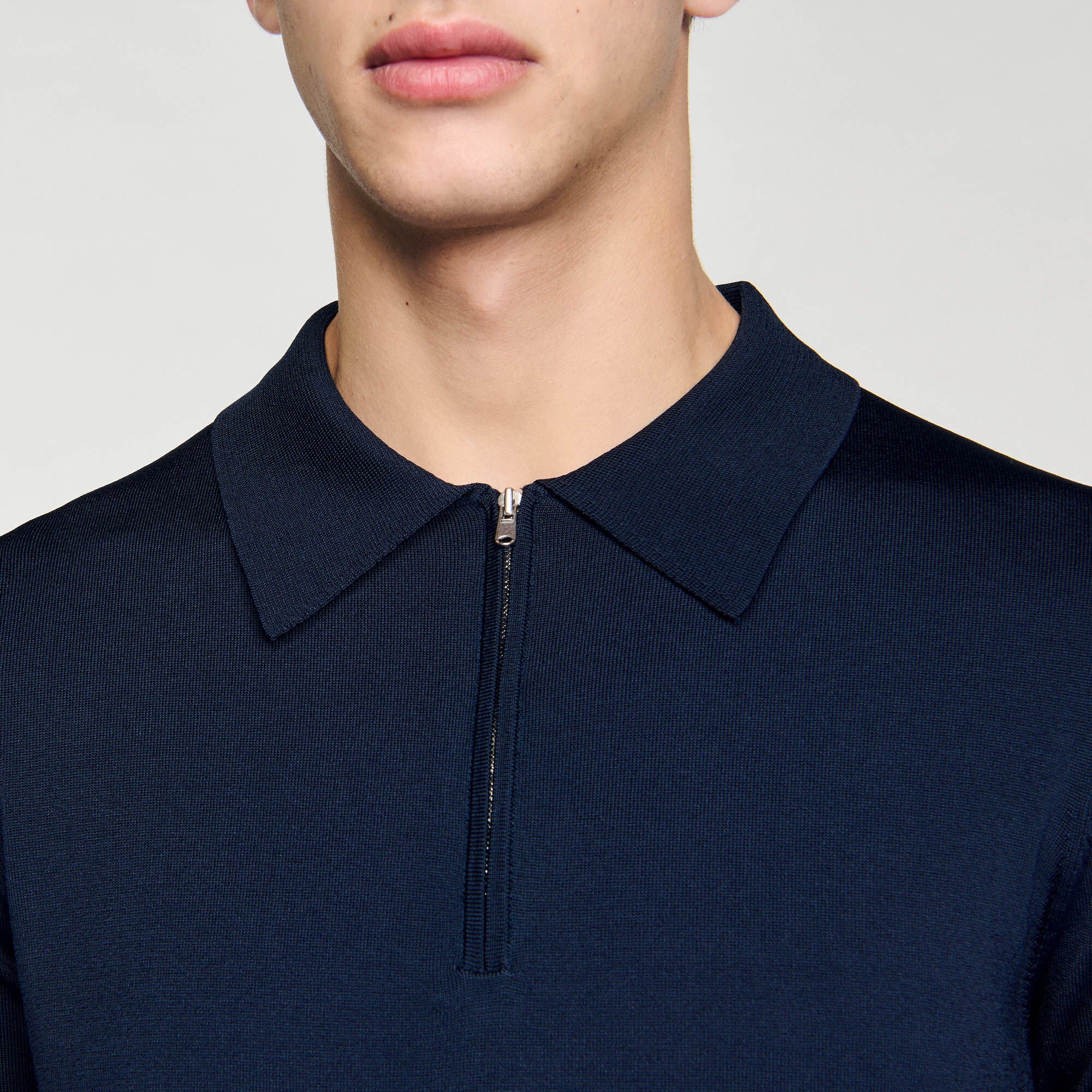 Sandro Men Knitted polo shirt with zip collar