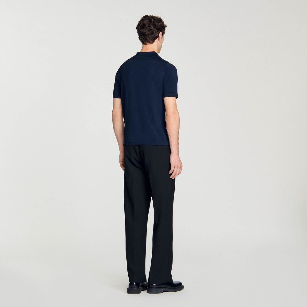 Sandro Men Knitted polo shirt with zip collar