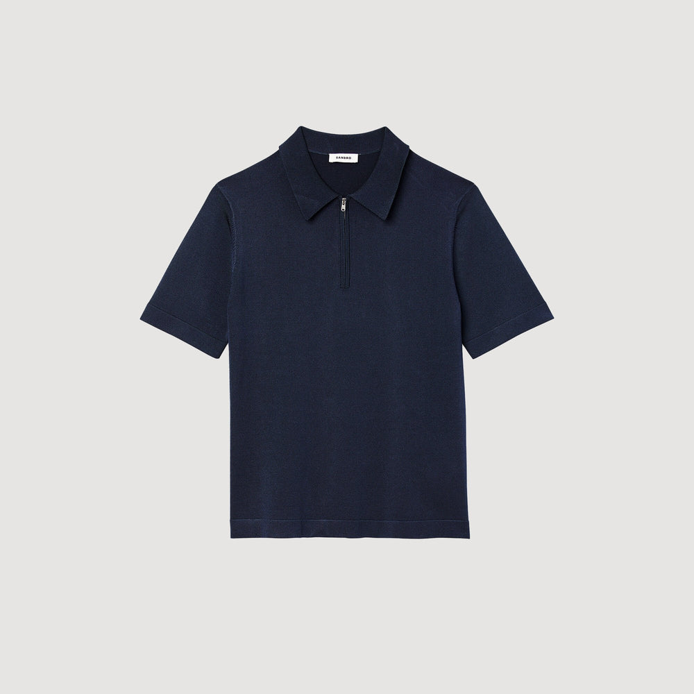 Sandro Men Knitted polo shirt with zip collar