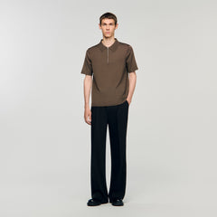 Sandro Men Knitted polo shirt with zip collar