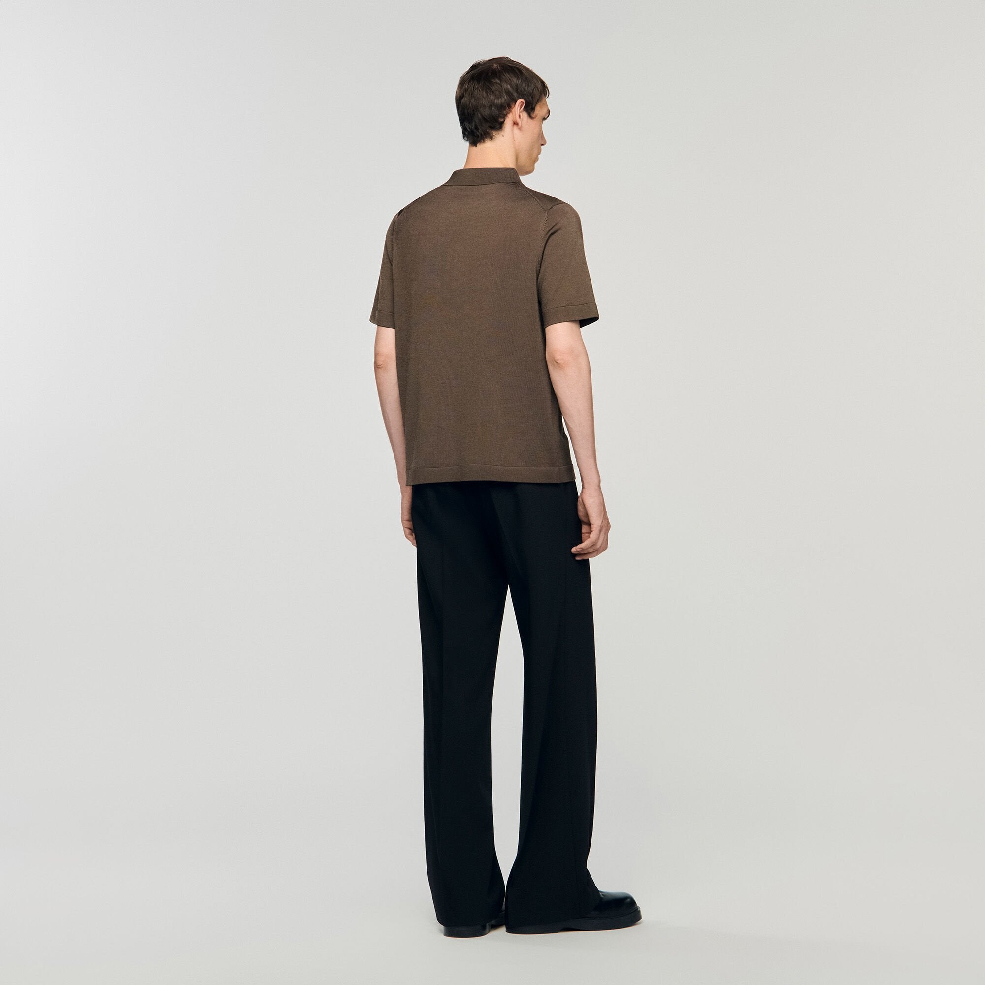 Sandro Men Knitted polo shirt with zip collar