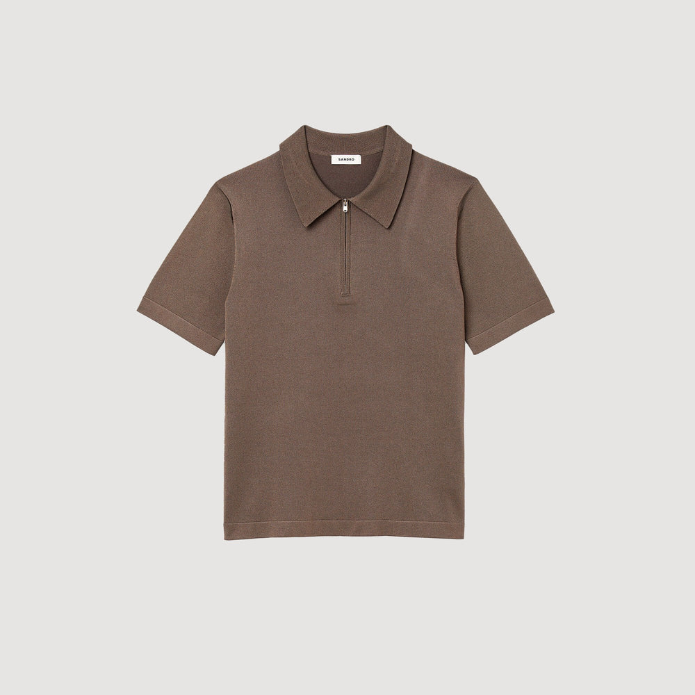 Sandro Men Knitted polo shirt with zip collar