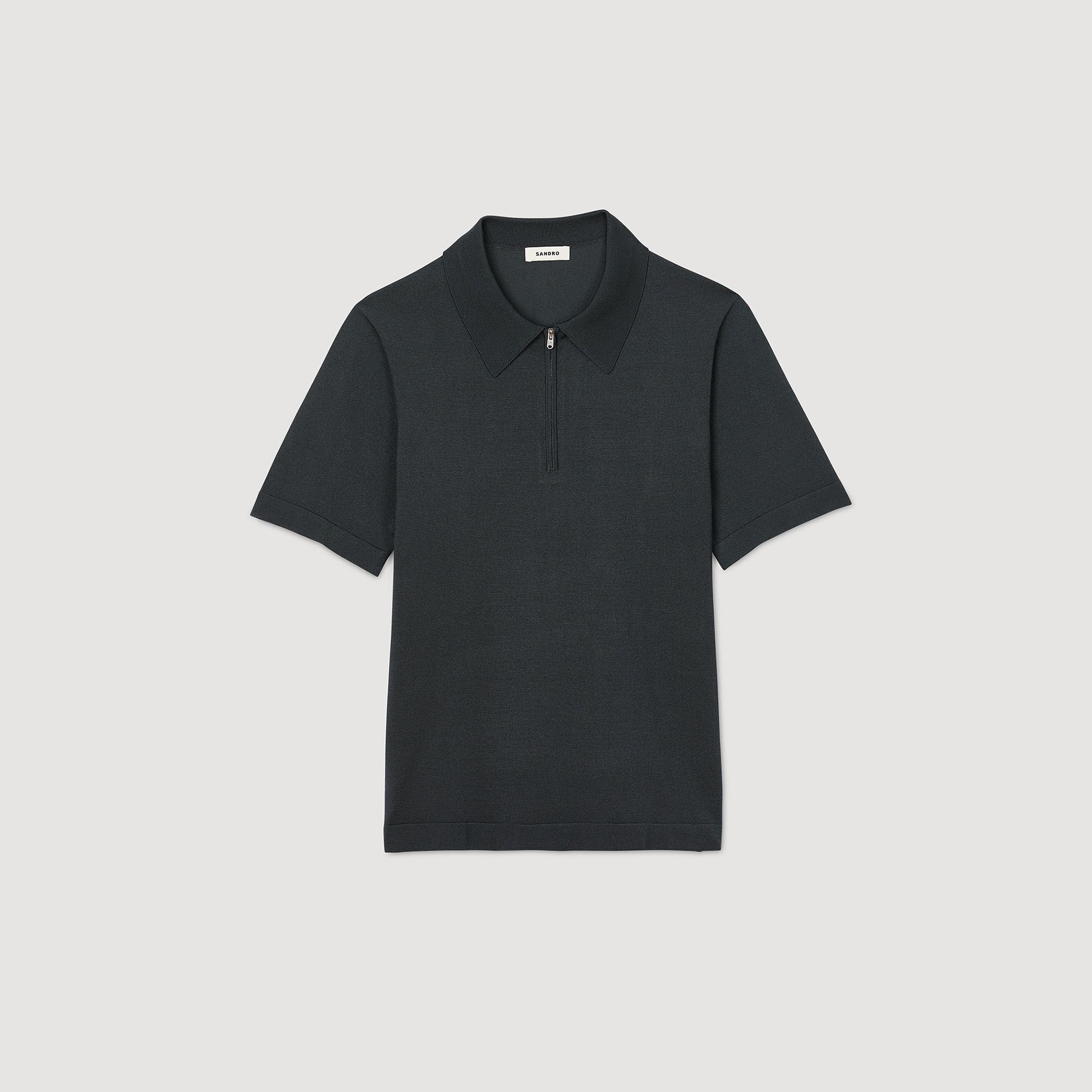 Sandro Men Knitted polo shirt with zip collar