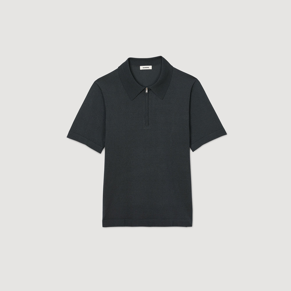 Sandro Men Knitted polo shirt with zip collar