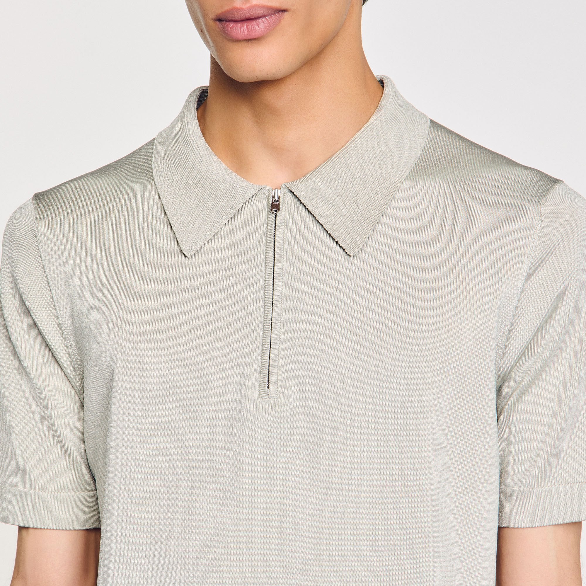 Sandro Men Knitted polo shirt with zip collar