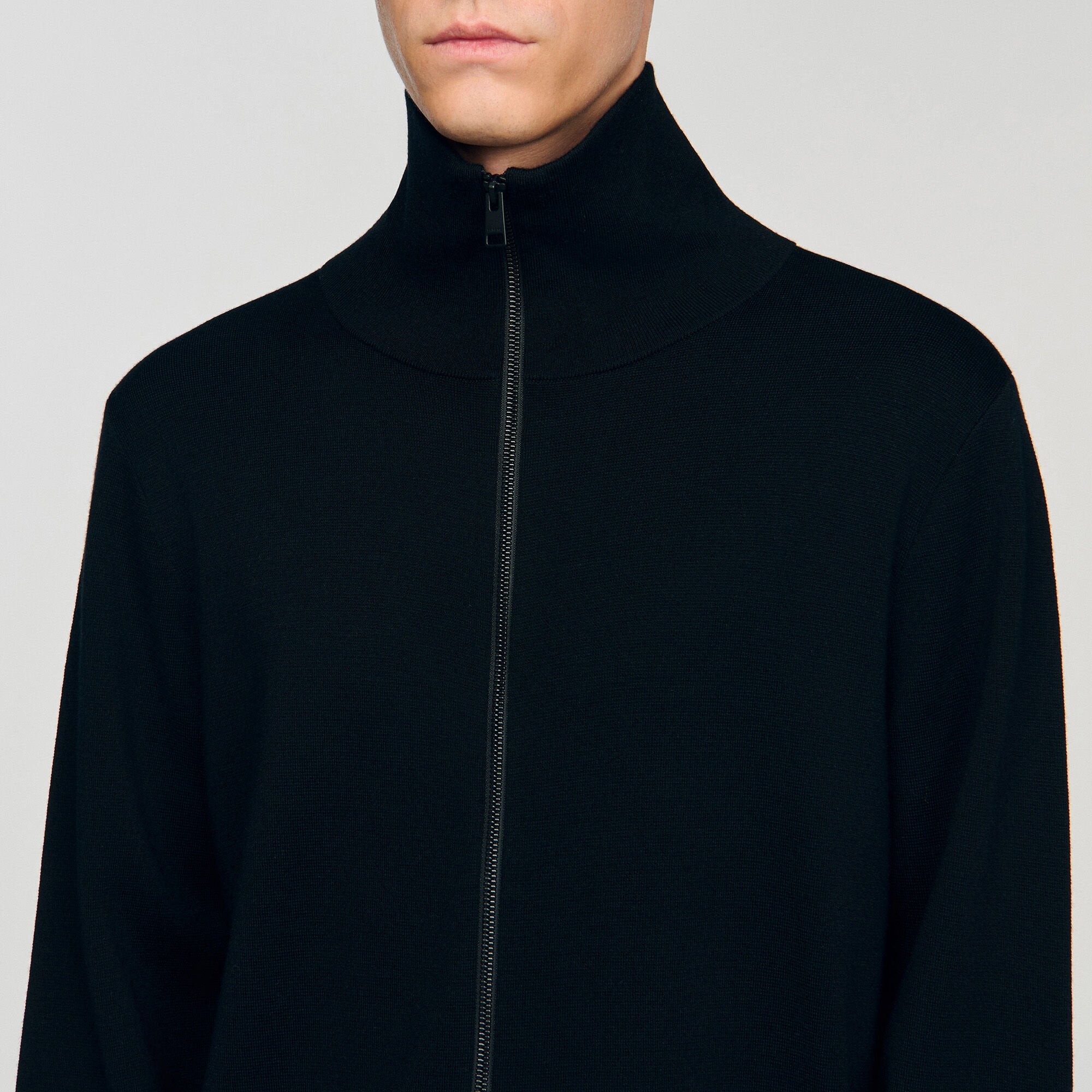 Sandro Men Zip-up wool cardigan