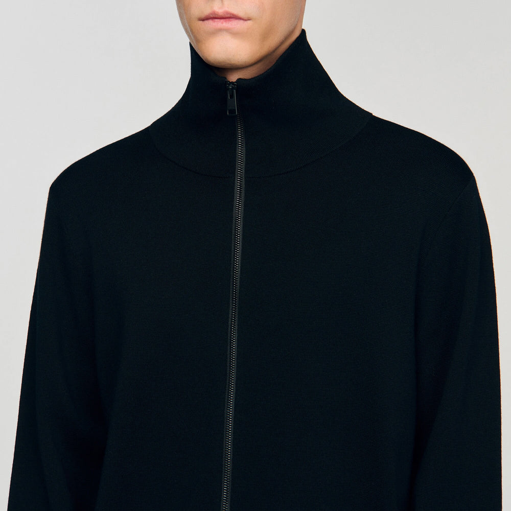 Sandro Men Zip-up wool cardigan