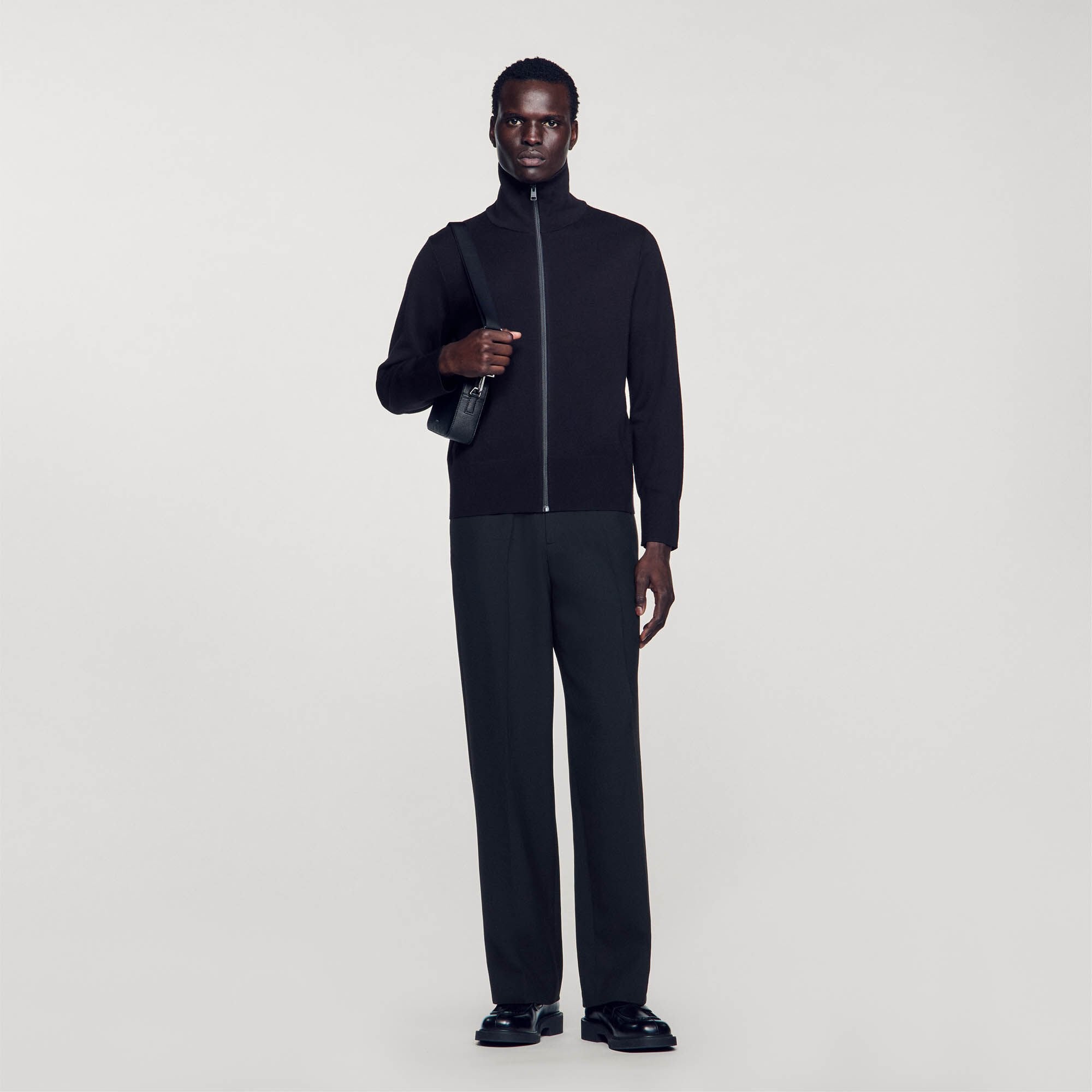 Sandro Men Zip-up wool cardigan