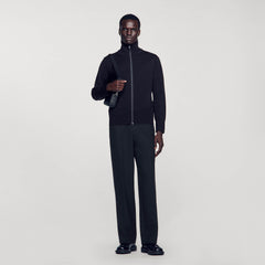 Sandro Men Zip-up wool cardigan
