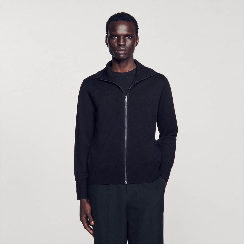 Sandro Men Zip-up wool cardigan