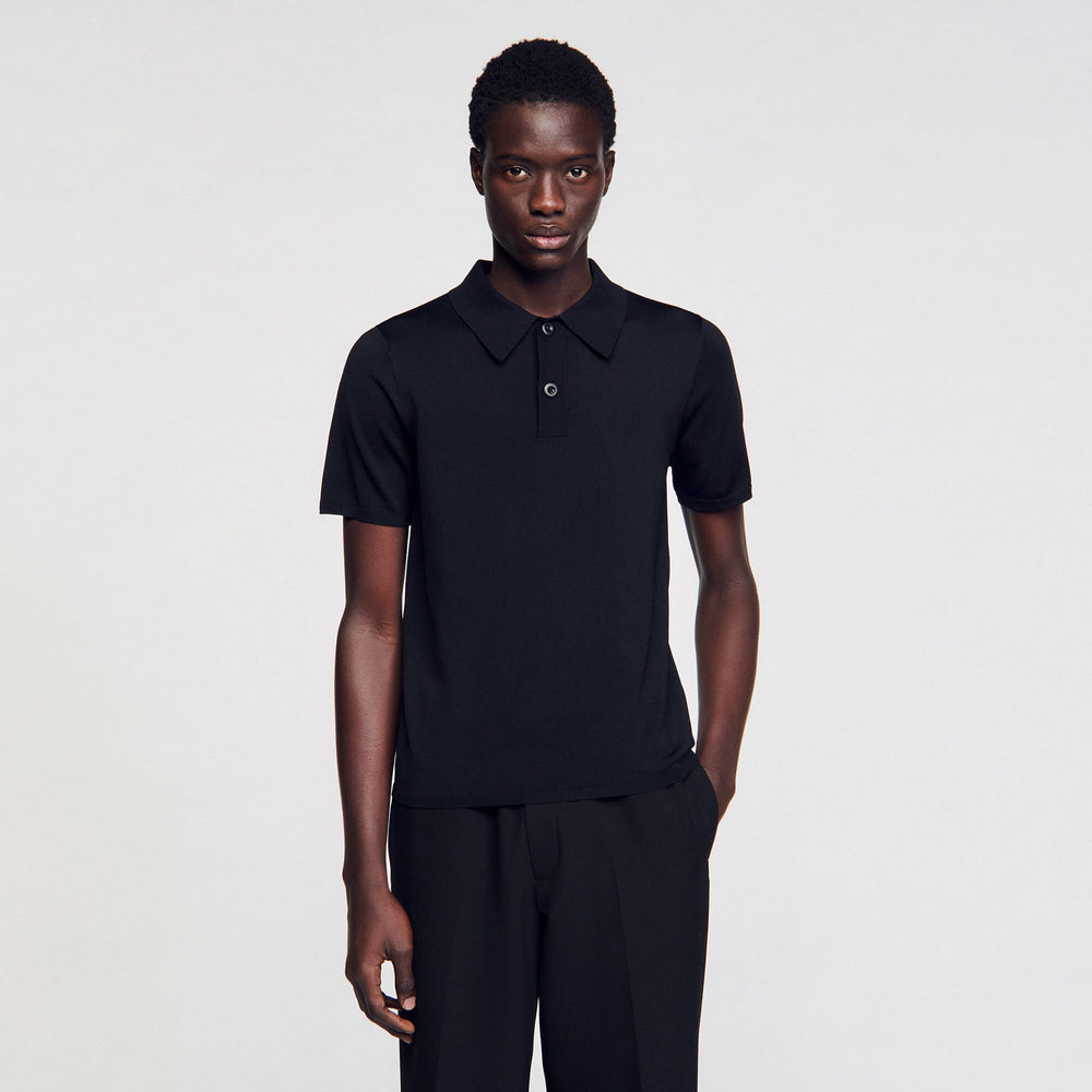 Sandro Men Short-sleeve knitted polo shirt
