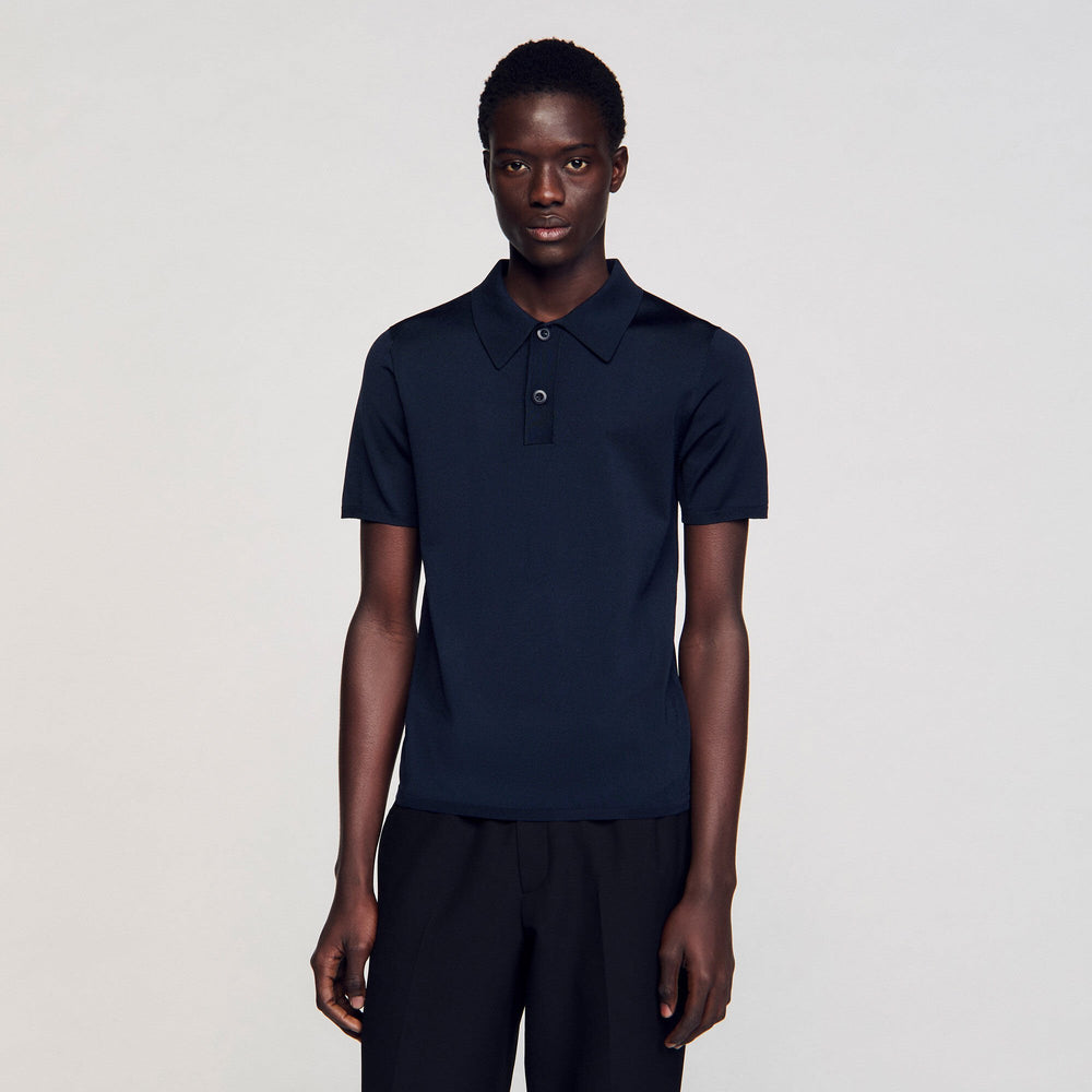 Sandro Men Short-sleeve knitted polo shirt