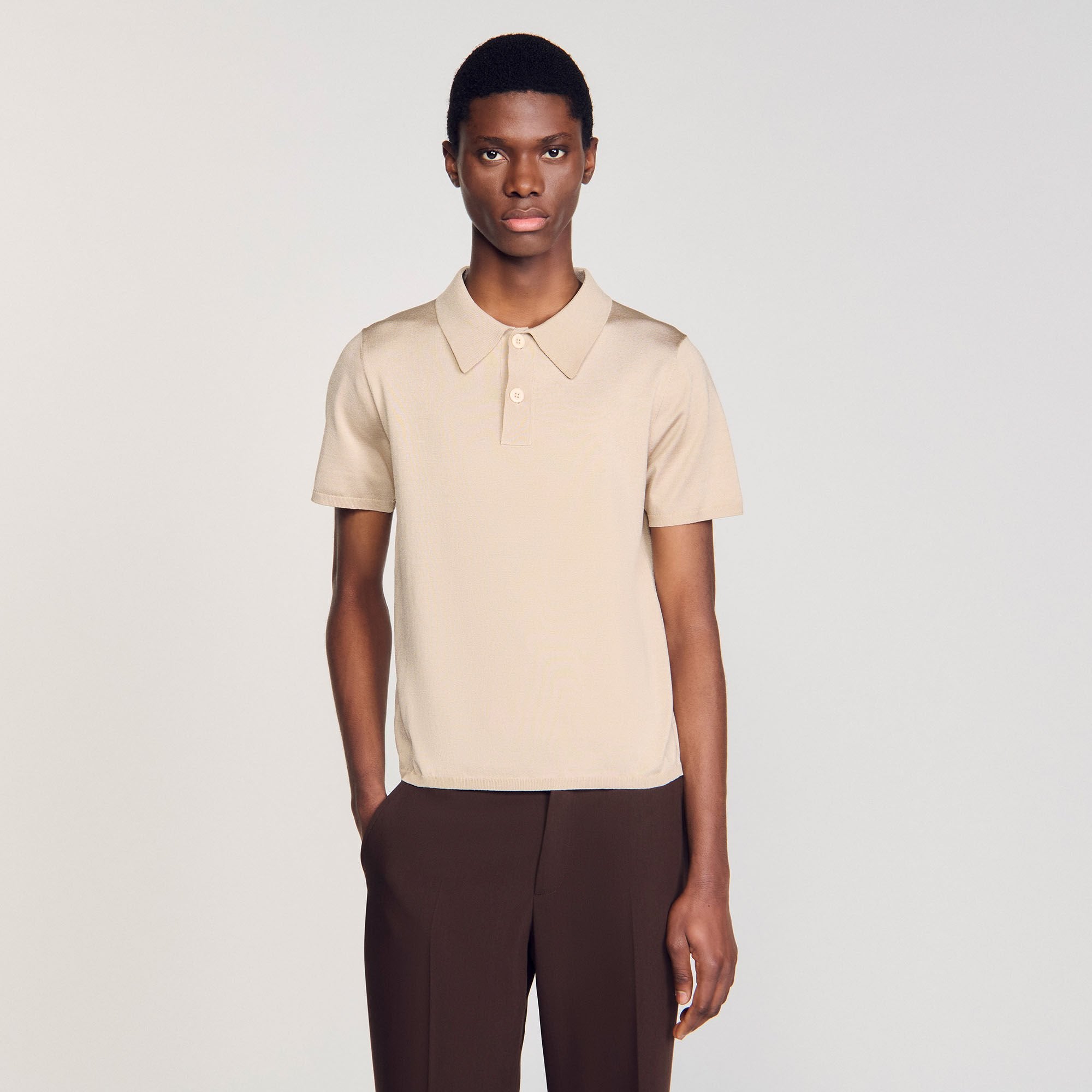 Sandro Men Short-sleeve knitted polo shirt