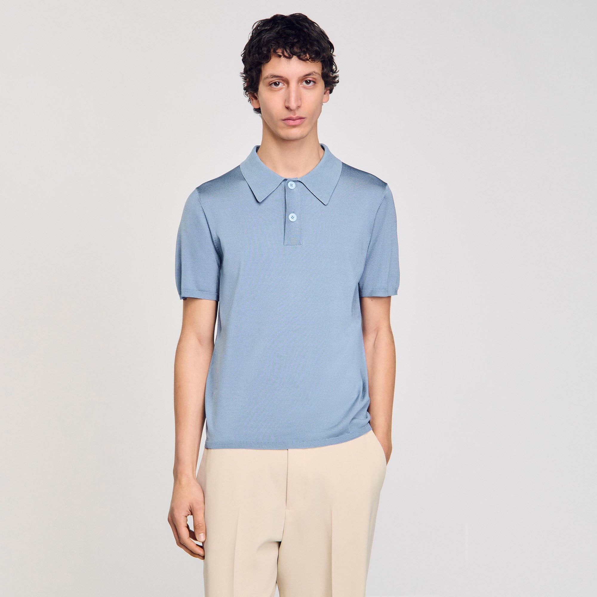Sandro Men Short-sleeve knitted polo shirt