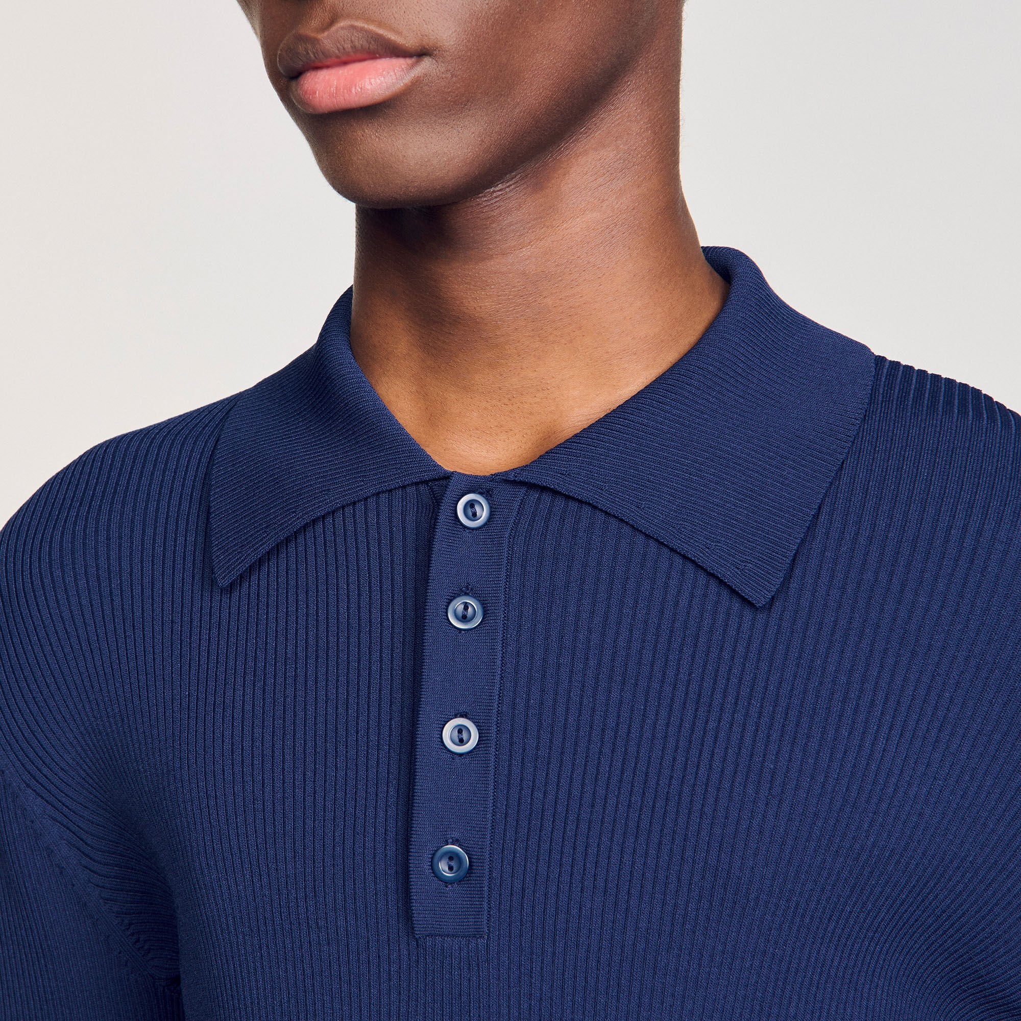 Sandro Men Rib knit polo shirt