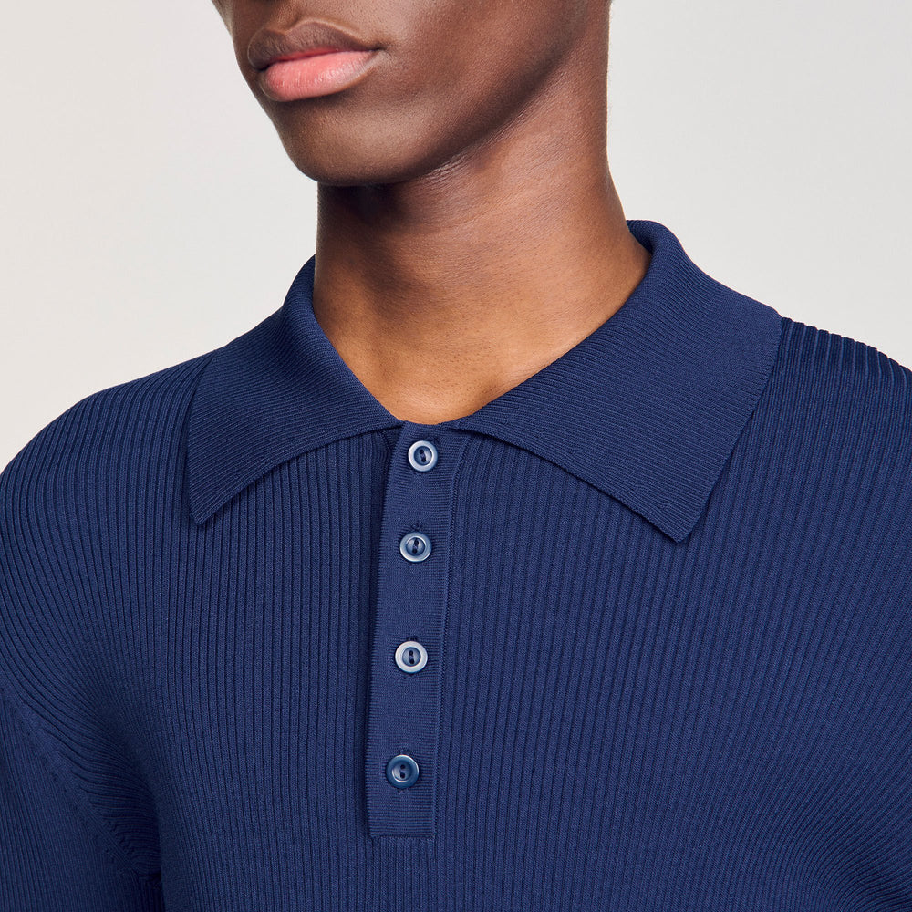 Sandro Men Rib knit polo shirt