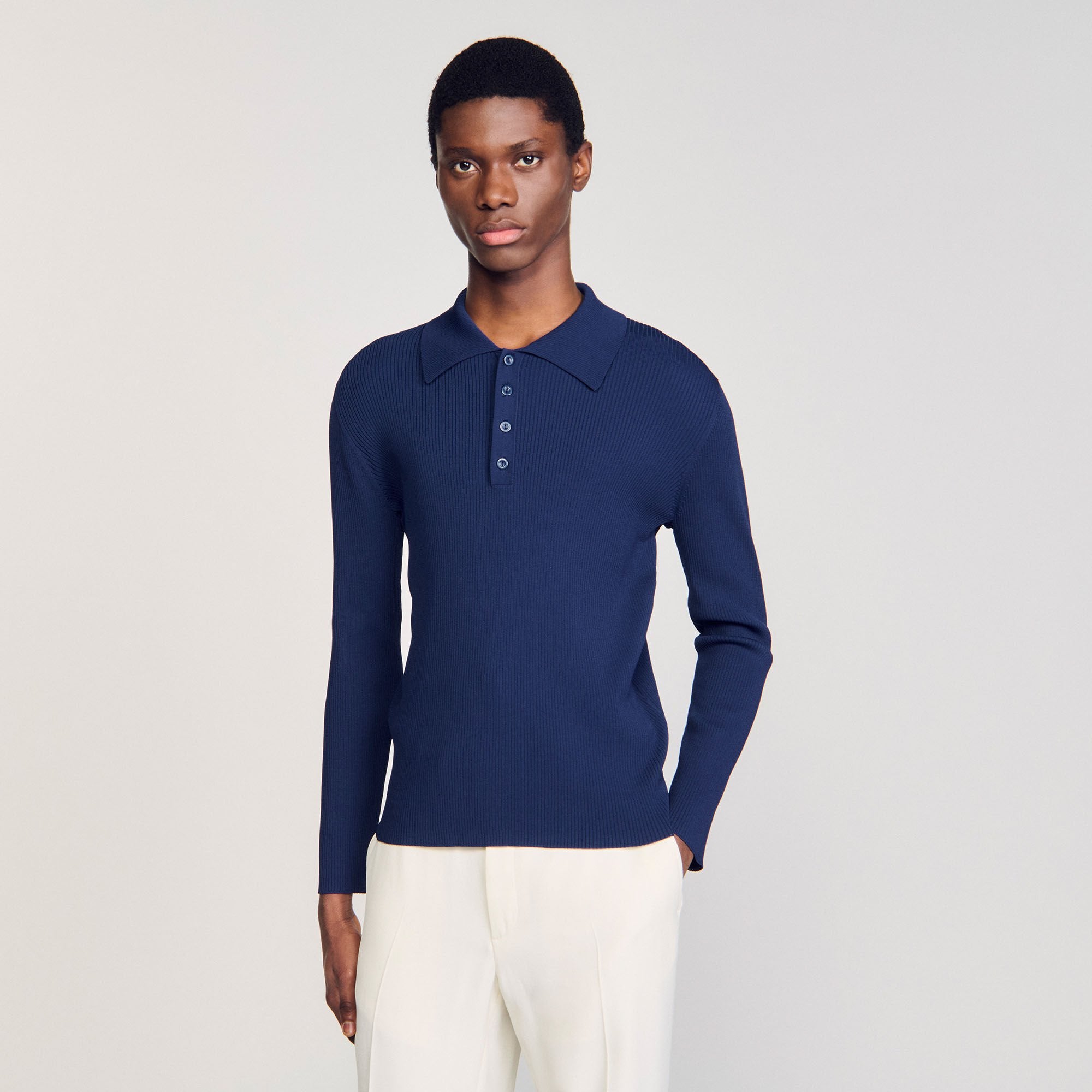 Sandro Men Rib knit polo shirt