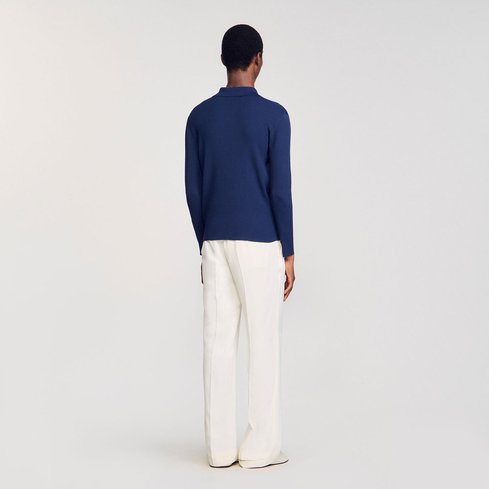 Sandro Men Rib knit polo shirt