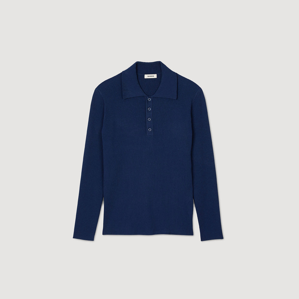 Sandro Men Rib knit polo shirt