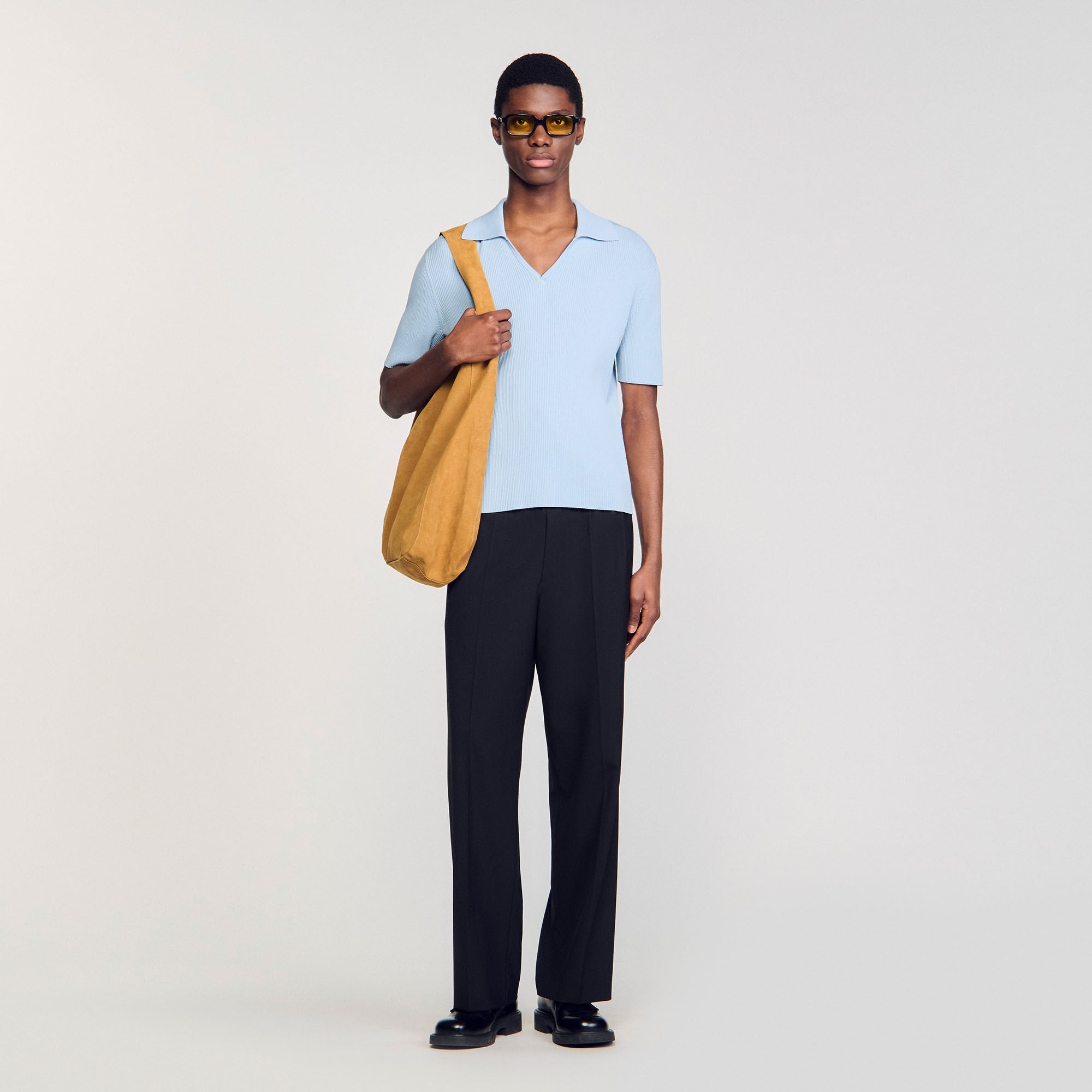 Sandro Men Rib knit polo shirt
