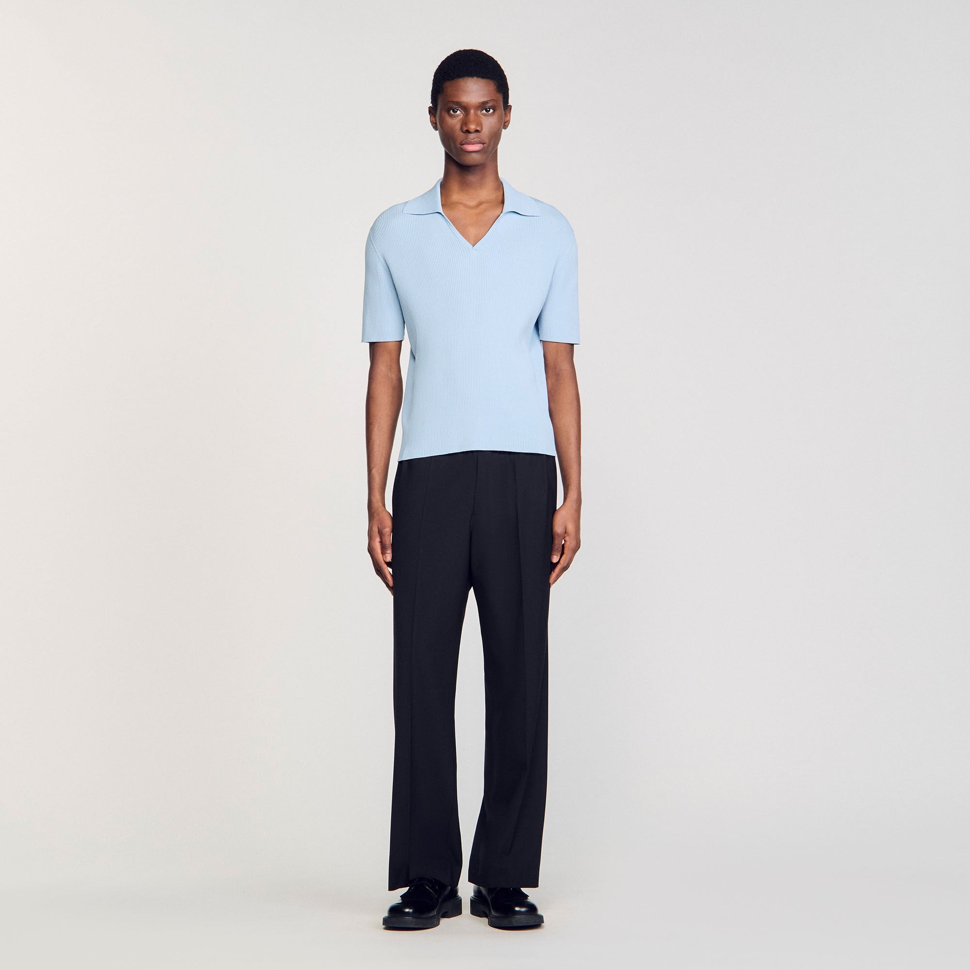Sandro Men Rib knit polo shirt