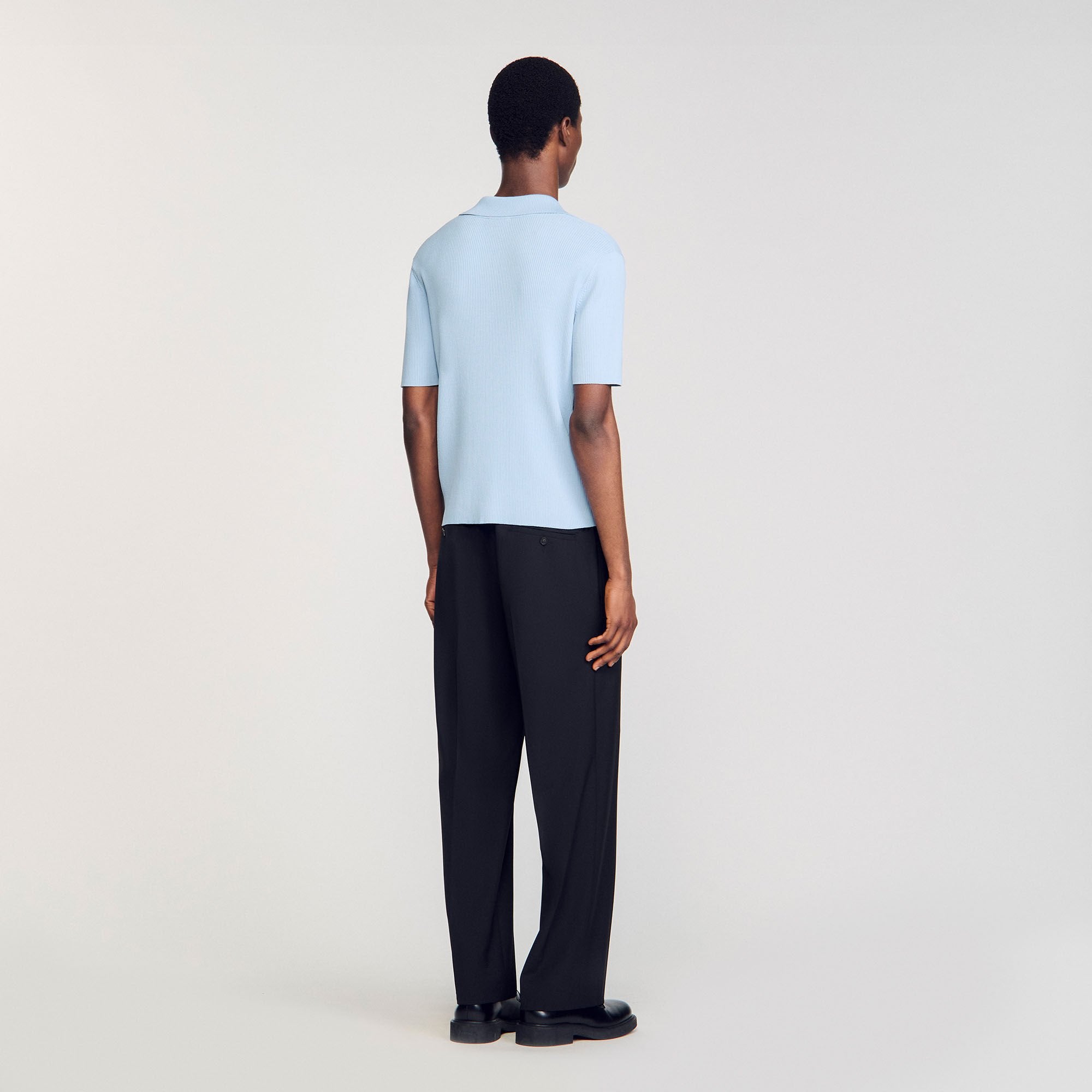 Sandro Men Rib knit polo shirt