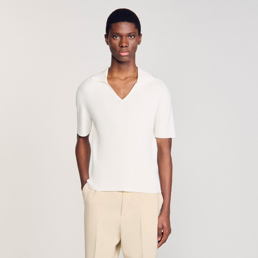 Sandro Men Rib knit polo shirt
