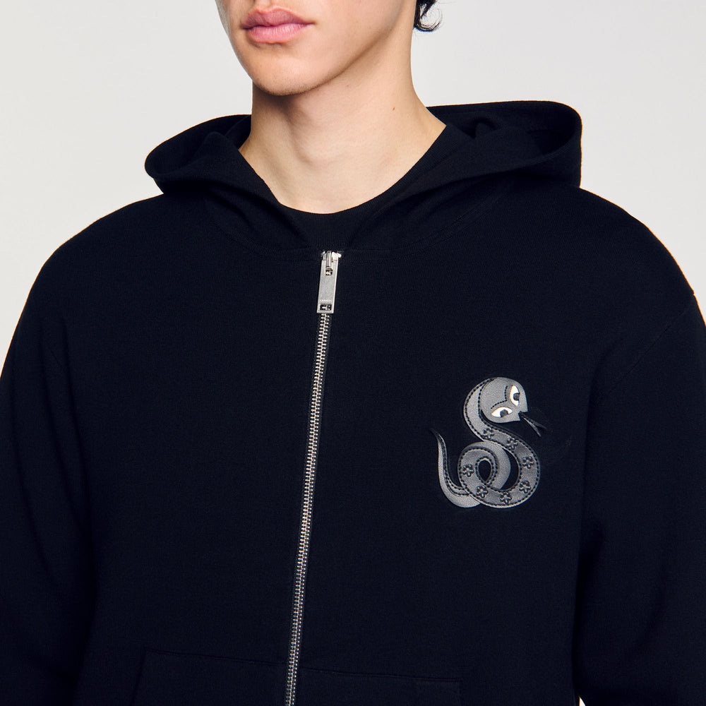 Sandro Men Zip-up cardigan with snake detail