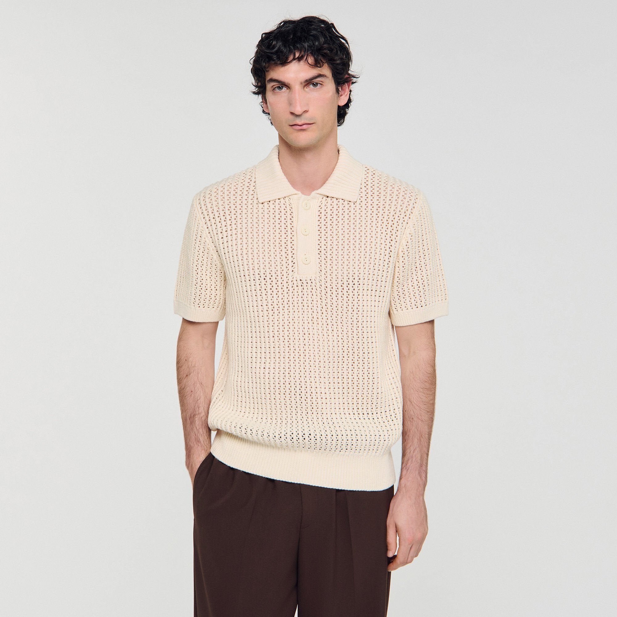 Sandro Men Cotton shirt with polo collar