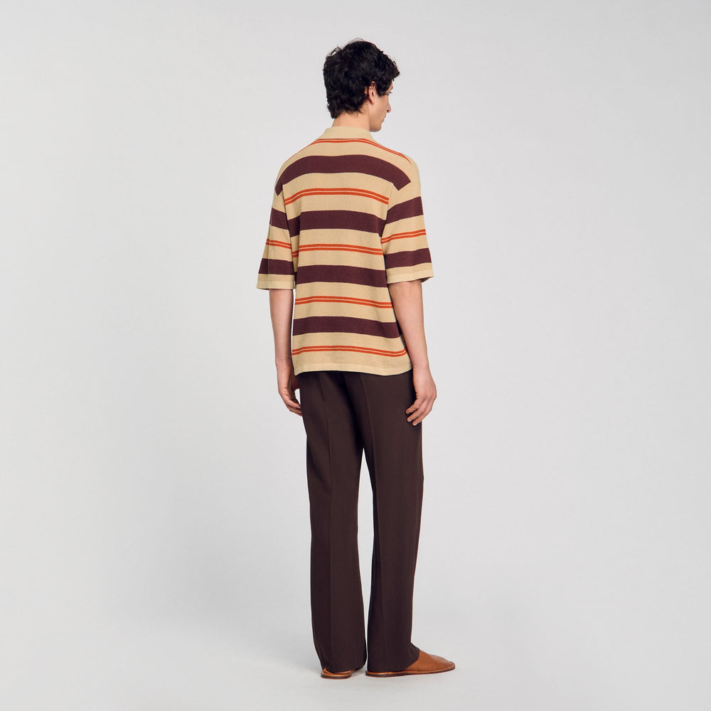 Sandro Men Striped knit polo shirt