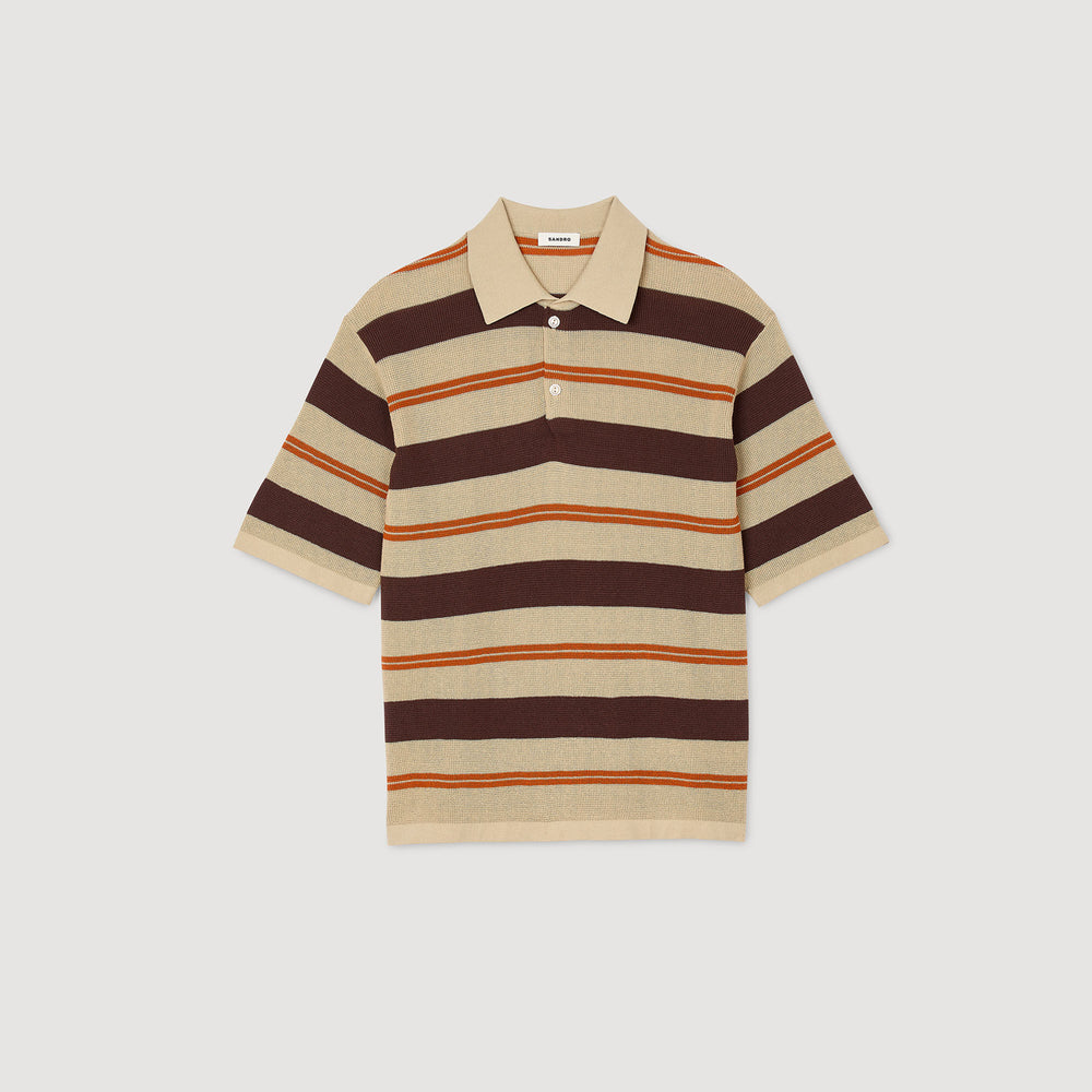 Sandro Men Striped knit polo shirt