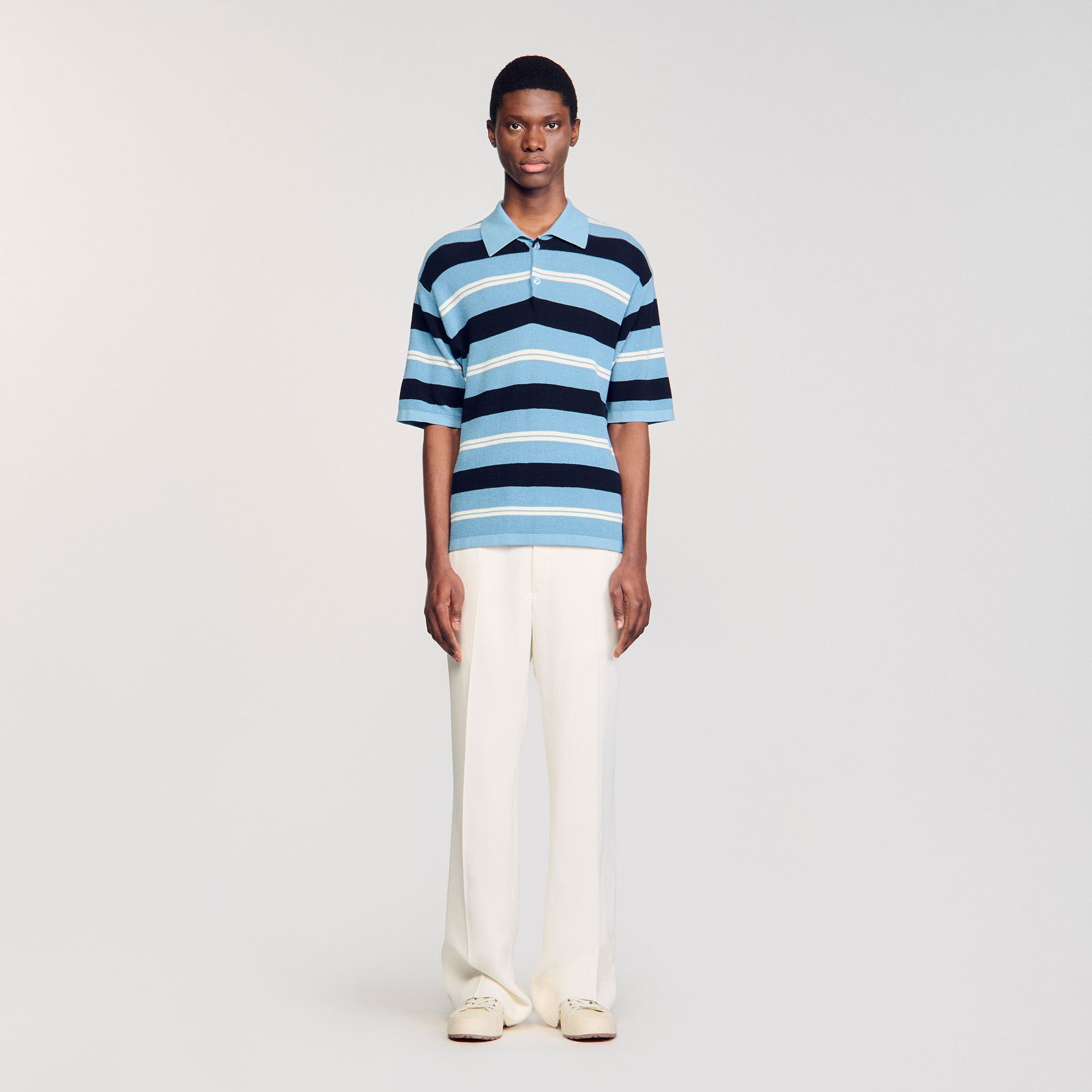 Sandro Men Striped knit polo shirt