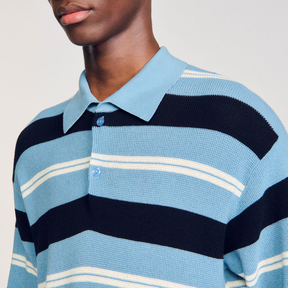 Sandro Men Striped knit polo shirt