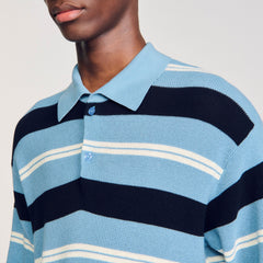 Sandro Men Striped knit polo shirt