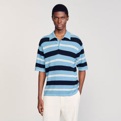 Sandro Men Striped knit polo shirt