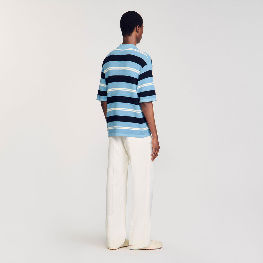 Sandro Men Striped knit polo shirt
