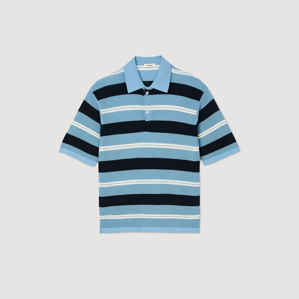 Sandro Men Striped knit polo shirt