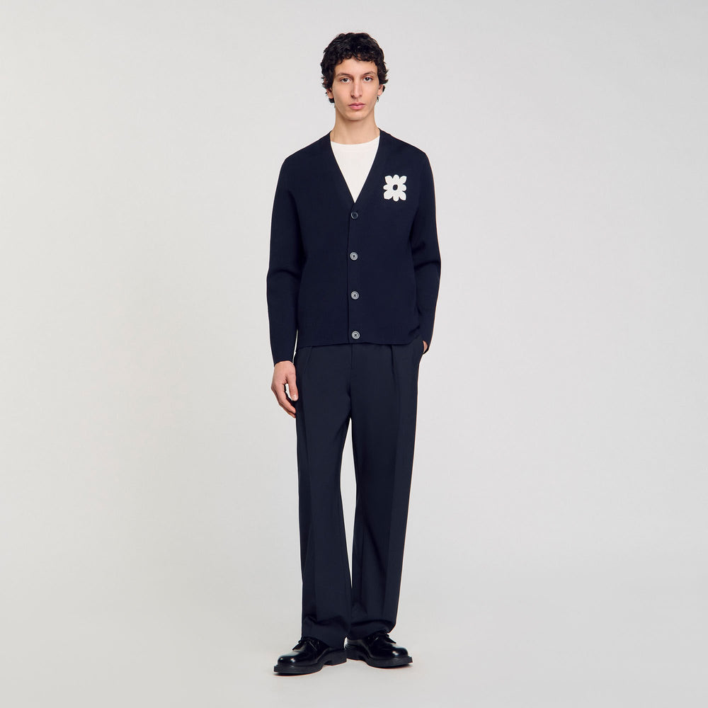Sandro Men Cardigan with flower detail